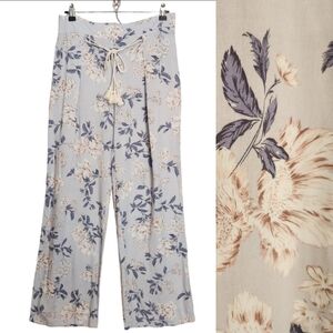 GYPSIES & MOONDUST BLUE TASSEL TIE LIGHTWEIGHT BOHO PILAZZO PANT SIZE MED LARGE